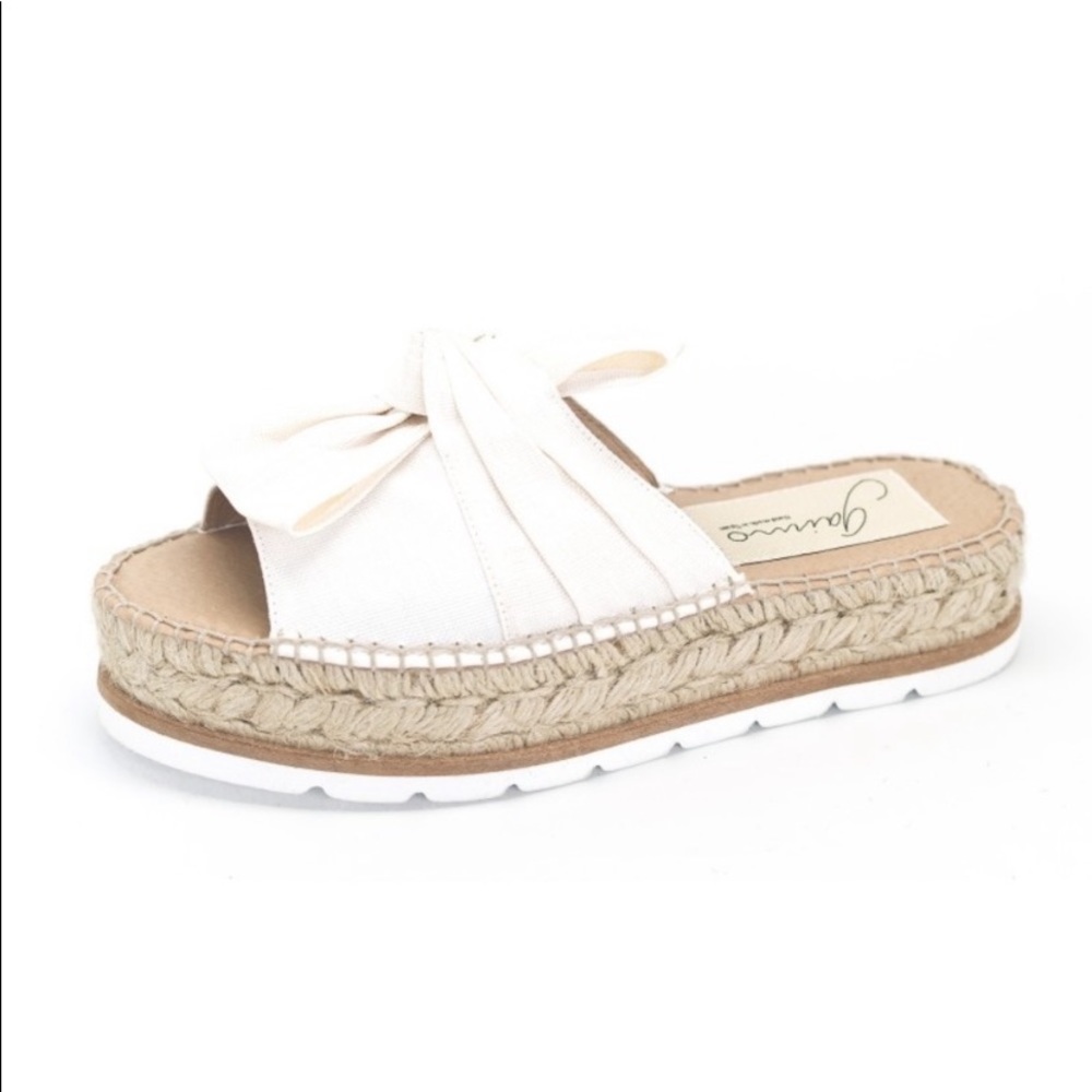 EUC Gaimo Spain Espadrille Platform Slides Linen Bow 39